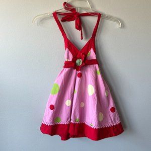 Lola Et Moi Polka Dot Flower Halter Dress Size 2T